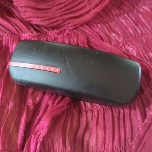Prada Sunglass Eyeglass Large Black Hard Case Flip Top + Soft Sleeve/Pouch
